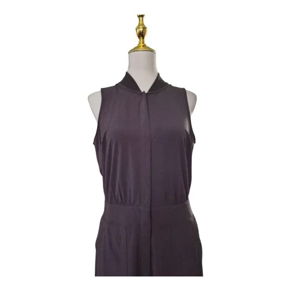 Athleta Brooklyn Utility Jumpsuit Shale Brown Cargo Pocket Ankle Jogger Sz 8 - Picture 3 of 9